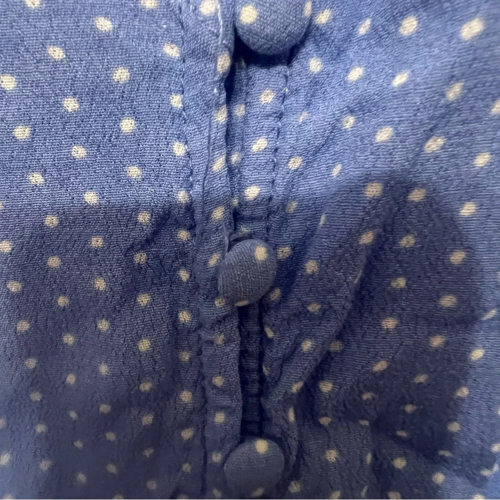 A New Day XXL Woman's Dress Front Button Short Sleeve V Neck Blue White dots - Picture 7 of 11